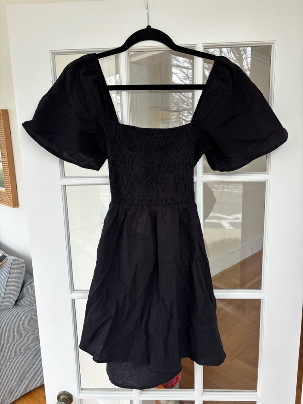 Princess Polly Black Puff-Sleeve Square Neck Mini Dress